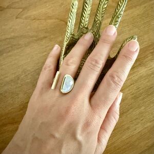 LAST CHANCE‼️Adjustable Genuine Moonstone Ring in Gold Vermeil